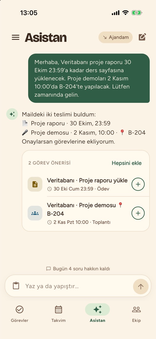 Termin asistan ekranı