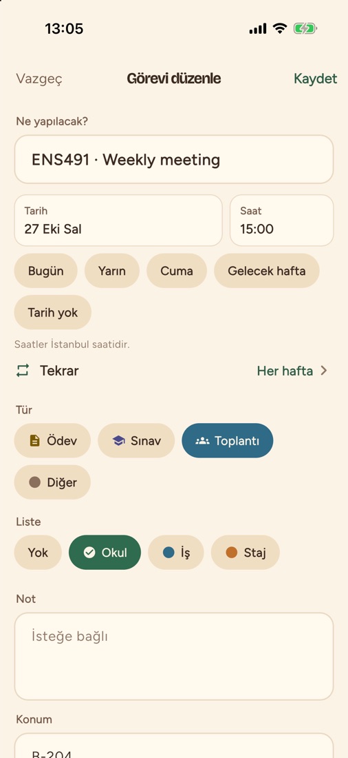 Tekrarlayan görev ayarı